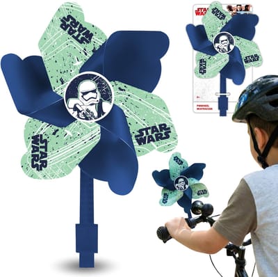 STAR WARS Stormtrooper Windmolentje voor op het stuur van een fiets, windmolentje met bevestiging voor een kinderstep