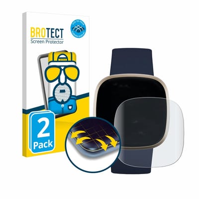 BROTECT - Screenprotector voor Fitbit Versa 3 / Sense - Folie Beschermfolie matte volledig dekking 2 Stuks