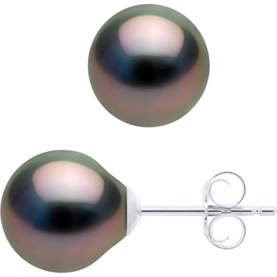 Oorbellen van Zilver 925 en Echte GeCultiveerde Tahiti Parels Ovaal 8-9 mm