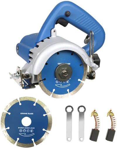 1200W Elektrische Marmerzaag & Tegelzaagmachine – 110mm Zaagblad – 0-45° Schuine Snede – 0-32mm Diepte-instelling – Afkortzagen - Voor Marmer, Tegel, Hout & PVC