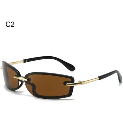 Randloze Vierkante Snoepkleurige Zonnebril Metalen Pootjes UV-Bescherming Dames Zonnebrillen Y2K Dopamine Dressing Bril Accessoires