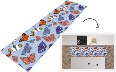Keukenloper - Loper keuken - Meisjes - Vlinder - Oranje - Patronen - 200x50 cm - Keukenloper vinyl