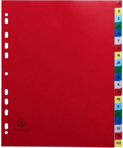 Exacompta 20x Tabbladen met bedrukte tabs in gekleurde PP - 20 tabs - A tot Z - A4 maxi - Geassorteerde felle kleuren - 90E