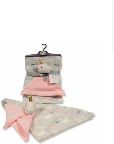 Snuggle Baby Babydeken Met Unicorn Knuffeldoekje Grijs/roze Set 2-delig