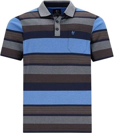 Hajo - Poloshirt Premium - heren- blauw gestreept - maat L