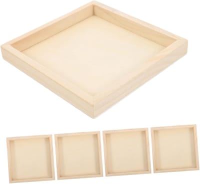 Houten Puzzelbakken - Sorteerbakken Puzzelstukjes - Puzzels Sorteren - Set van 5 Stuks - 12x12x1.5cm - Natuurlijk Hout