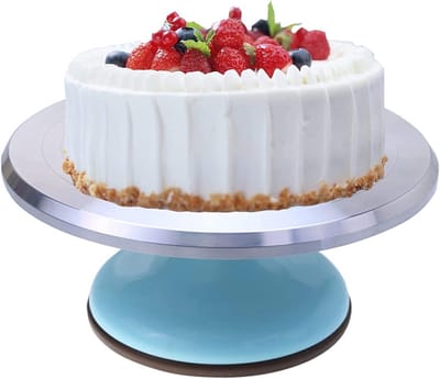 Taartstandaard Draaitafel - Bakplateau Roterend - Taarten Decoreren - Aluminium Draaiplateau - 30 cm Diameter - Blauw