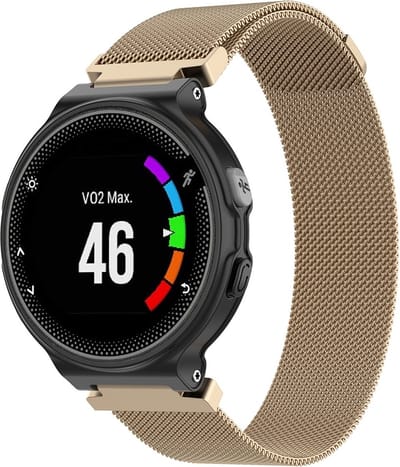 By Qubix - Geschikt voor Garmin Forerunner 220 / 230 / 235 / 620 / 630 / 735 (XT) - Milanese bandje - Small - Vintage goud