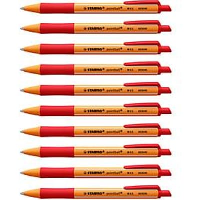 STABILO pointball - Balpen - Navulbaar - Rood - Doos Met 10 Stuks