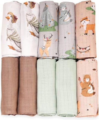 Set van 10 Hydrofiele Luiers 70x80 cm - 100% Katoen - Multidoek voor Baby en Newborn