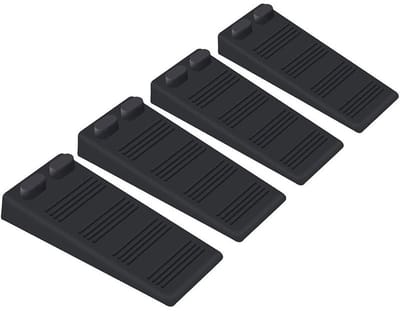 4-delige set - Deurstopper - Wigvormig ontwerp - Flexibele, krasbestendige PVC-deurstopper - Antislip deurstopper - Zwart