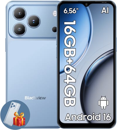 Blackview WAVE 7C Smartphone - 4G AI - DUAL SIM - 16GB RAM - 64GB ROM - Android 16 Telefoon - 6,56 inch - 5000mAh - GPS - Blauw