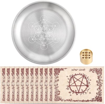Dailygoods- Slachtofferschaal Ronde Vorm - Rituele Plaat - Wierookhouder - Decoratieschotel - Kaarsenstandaard - Roestvrij Staal - Altaarplaat