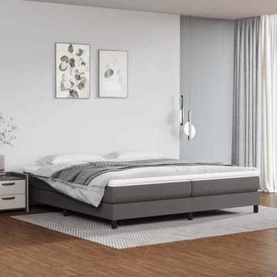 vidaXL - Boxspring - bed - kunstleer - grijs - 200x200 - cm