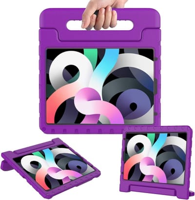 Hoes geschikt voor iPad Air 2022 kinderen Paars - Hoes geschikt voor iPad Air 4 10.9 kinderen Hoes - Hoes geschikt voor iPad 5th generatie hoesjes Kidsproof Backcover met handvat - Ntech