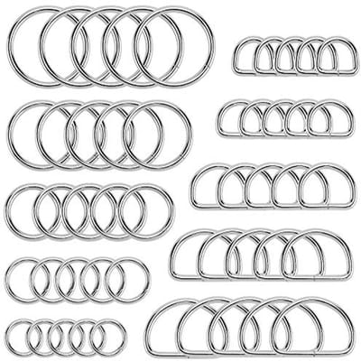 50 Stuks Multifunctionele Metalen O-Ringen en D-Ringen voor Tassen, Leashes en Ambachten