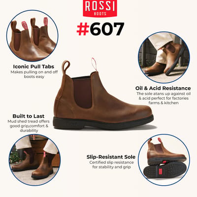 Rossi 607 Booma Rustieke Bruine Leren Chelsea Laarzen