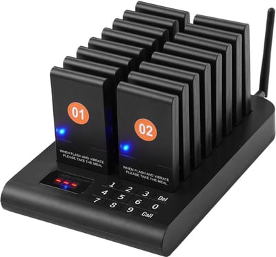 Seth Select Gastenpager Oproepsysteem – Draadloos Restaurant Wachtrijsysteem – LCD Display – 98 Kanalen: 16 stuks A