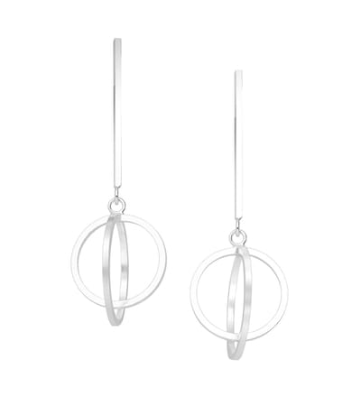 EAR IT UP - Oorbellen - Bar - Cirkels - Push back oorknopjes - 925 sterling zilver - 52 x 19,5 mm - 1 paar