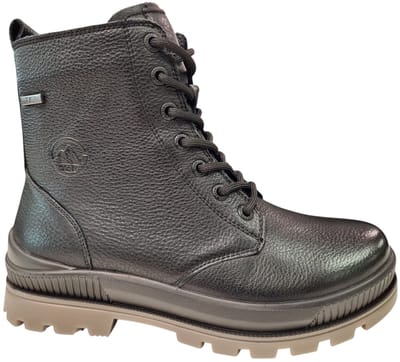 G Comfort Zwarte Yak Leren Dames Veterboots - Zwart - 37