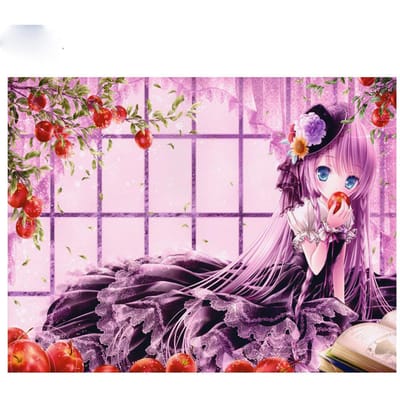 5D volledige ronde Diamond schilderij Cartoon Anime meisje Cross Stitch Kit Diamond borduurwerk 20X30CM pink