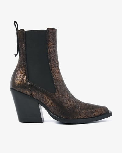 VIA VAI Gioia Flynn Enkellaarsjes Dames - Leer - Metallic - Maat 37