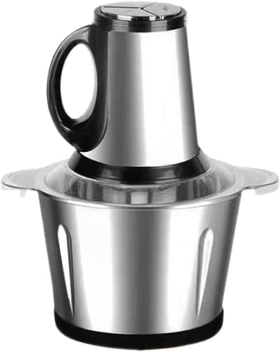 Elektrische Groentesnijder - Keukenmachine Hakmolen - Snel Ingrediënten Snijden - Roestvrij Staal Elementen - 19x19x19 cm - Zilver