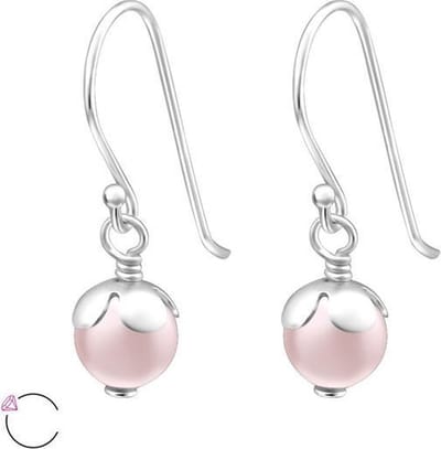 Montebello Oorbellen Caera Pink - 925 Zilver - Swarovski Parel - 21mm