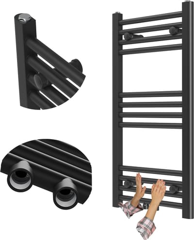 Granitan Badkamerradiator Raven - 80x40cm - Zwart - Ladderverwarming - Handdoekradiator