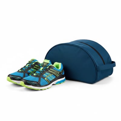Schoenentas sport - donkerblauw - 35 x 17 x 14 cm - 8 liter - ritssluiting - hockey/golf/voetbalschoenen opbergen