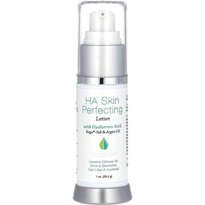 Hyalogic, HA Skin Perfecting Lotion, with hyaluronic acid, fragrance-free, 1 oz (28.4 g) white