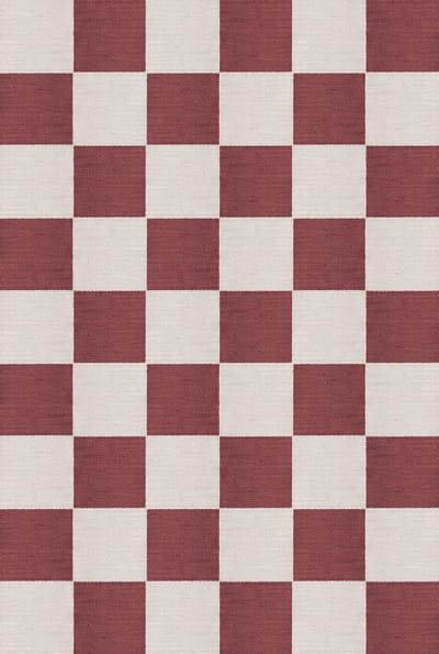Layered Chess Flatweave Burgundy Vloerkleed - 140 x 200 cm - Rood,Wit - Rechthoekig - Wol - Eetkamer, Woonkamer, Slaapkamer - Geometrisch - Retro, Modern
