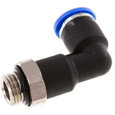 6mm x G1/8'' 90 graden L-verbinding Messing/PA 66 Insteekfitting buitendraad Lange Behuizing Draaibaar NBR [5 Stuks]