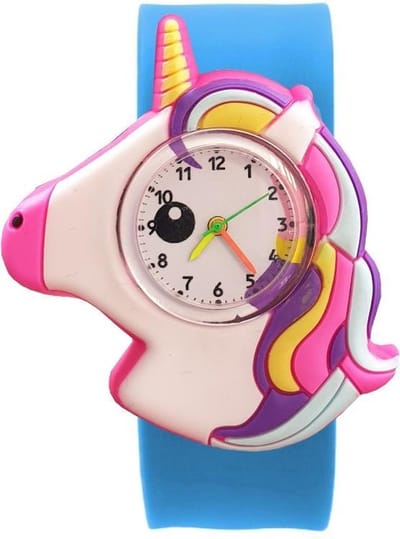 Fako® - Kinderhorloge - Slap On Mini - Eenhoorn - Unicorn - Regenboog - Lichtblauw