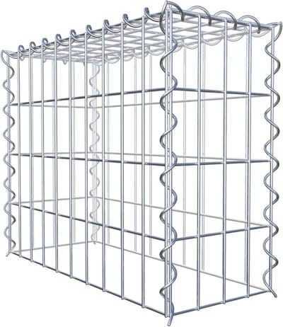 Schanskorf aanbouwmand - Steenkorf mand - Tuin afscheiding - Zonder bodemrooster - 50 x 40 x 20 cm - Zilver