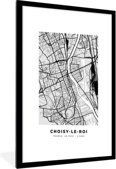 Fotolijst incl. Poster - Choisy-le-Roi - Plattegrond - Frankrijk - Kaart - Stadskaart - 60x90 cm - Posterlijst