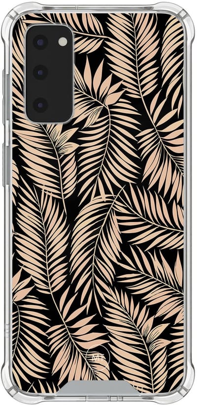 Hoesje (shockproof) geschikt voor Samsung Galaxy S20 FE - Palm silhouette - Extra sterke case - TPU/polycarbonaat - Natuur - Zwart, Bruin, Transparant