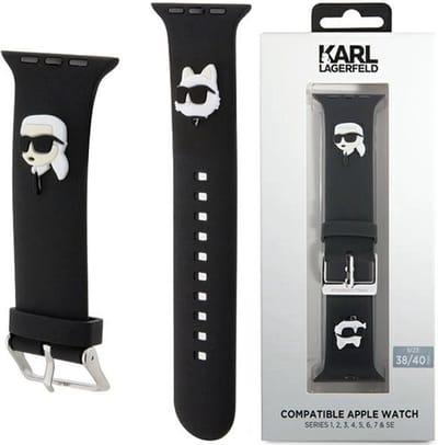 Karl - Lagerfeld - 3D rubberen Karl&Choupette hoofdband voor Apple Watch 38/40/41mm - zwart