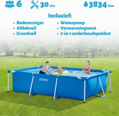 Intex Zwembad - Rechthoekig - 300 x 200 x 75 cm - Blauw - Inclusief filterpomp