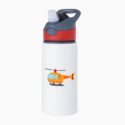Hacebo® - Helicopter waterfles met rietje rood - Piloot - Helicopterpiloot - piloot - rotorvliegtuig - water fles - 650ML