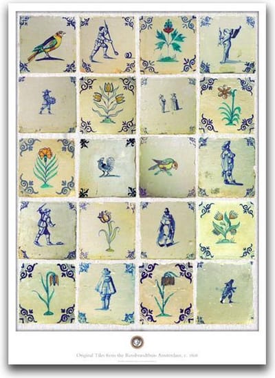 Poster, 50 x 70 , Delfts blauwe tegels