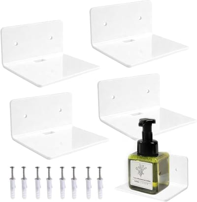 Drijvende Acryl Planken in Wit, Klein Formaat, Perfect voor Kantoor, Slaapkamer en Woonkamer - Ideaal voor het Presenteren van Speakers, Planten en Klokken, Set van 4