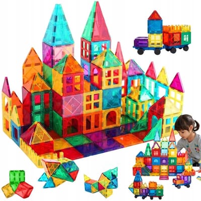 Magnetic Tiles - Magnetische Tegels - 100 Stuks - Constructie Speelgoed - Bouwstenen - Montessori - 2D & 3D - Veilig ABS - Creatieve Blokken - Voor Kleuters & Peuters