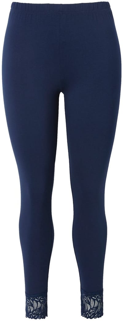 Ulla Popken - Dames - Legging kanten zoom - Nachtblauw - Maat 50+
