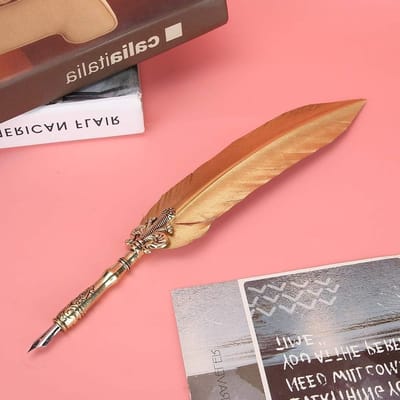 Luxe Vintage Veerpen Set voor Antieke Calligrafie, Inclusief Inktfles en Vervangnibs voor Handgeschreven Creaties