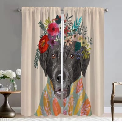 Bloemen Vrienden Dieren Anti-muggen Gordijnen 2 Stuks Verduisterend Gordijn voor Kamer 2 Paneel Halloween Decoratie Shades Scheidingswand W50xH70cmx2pcs-CL black