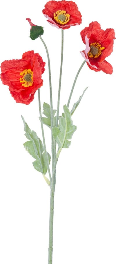 Easyplants | Kunstbloem Poppy Real Touch rood 60 cm | Zijde | Nepbloemen | rood | Onderhoudsvrij | Kant-en-klaar