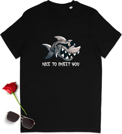 Heren T Shirt Haai - Korte Mouw - Zwart - Maat S