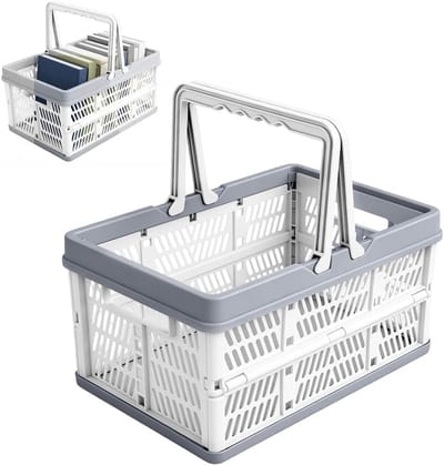 Opvouwbare Opbergbox - Klapmand Handvat - Ruimte Besparen - Compact Ontwerp - 30x20x16cm - Grijs