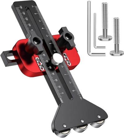 Zaagtafel Gids - Houtbewerkings Hulp - Precisie Houtsnedes - Verstelbaar 3-Poelie Systeem - Tot 8 Inch Breed - Aluminiumkleur